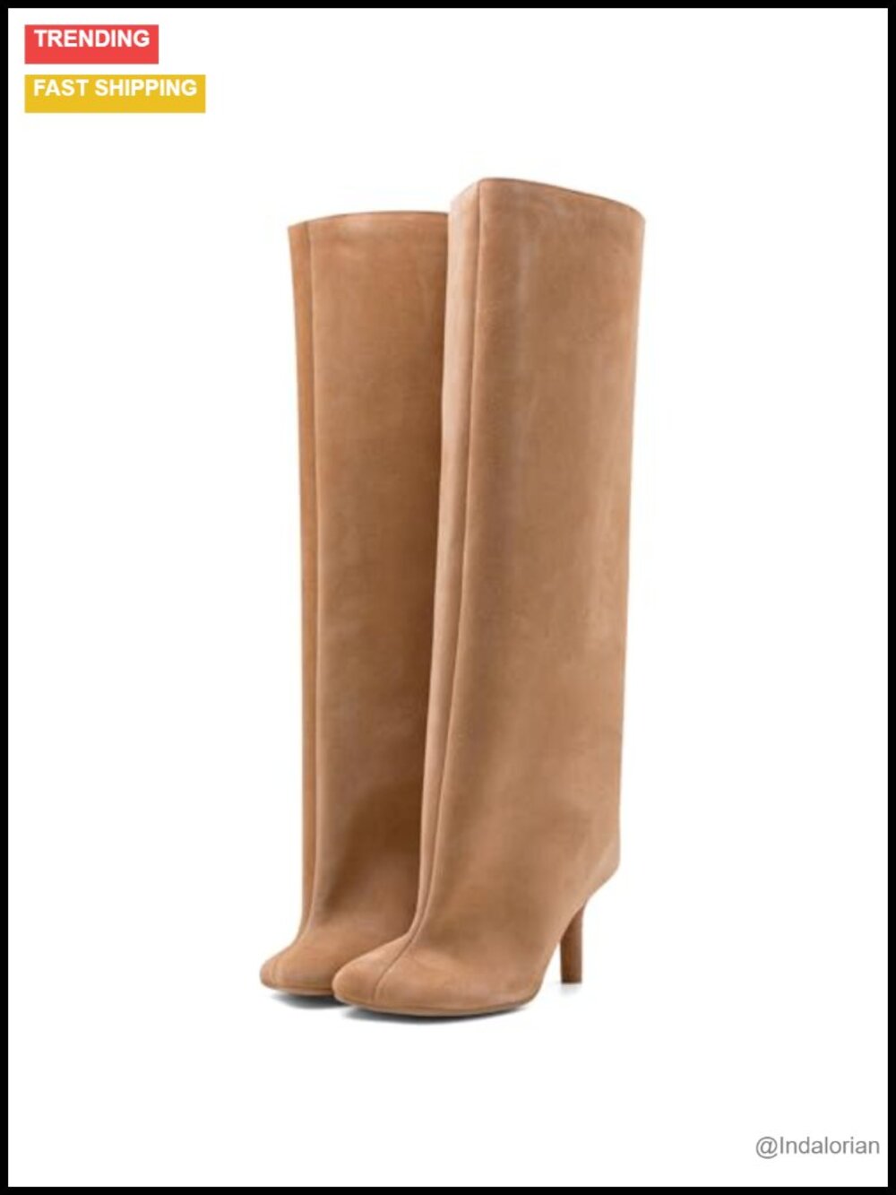 Knee High Boots Square Toe Kitten Heel Pull On Tall Faux Suede